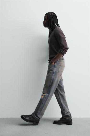 JEANS STRAIGHT FIT DÉCHIRURES - Bleu encre de Zara - Image 5