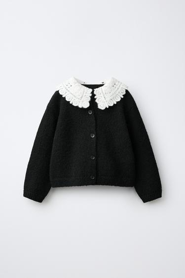 DETACHABLE COLLAR CARDIGAN — Black 2