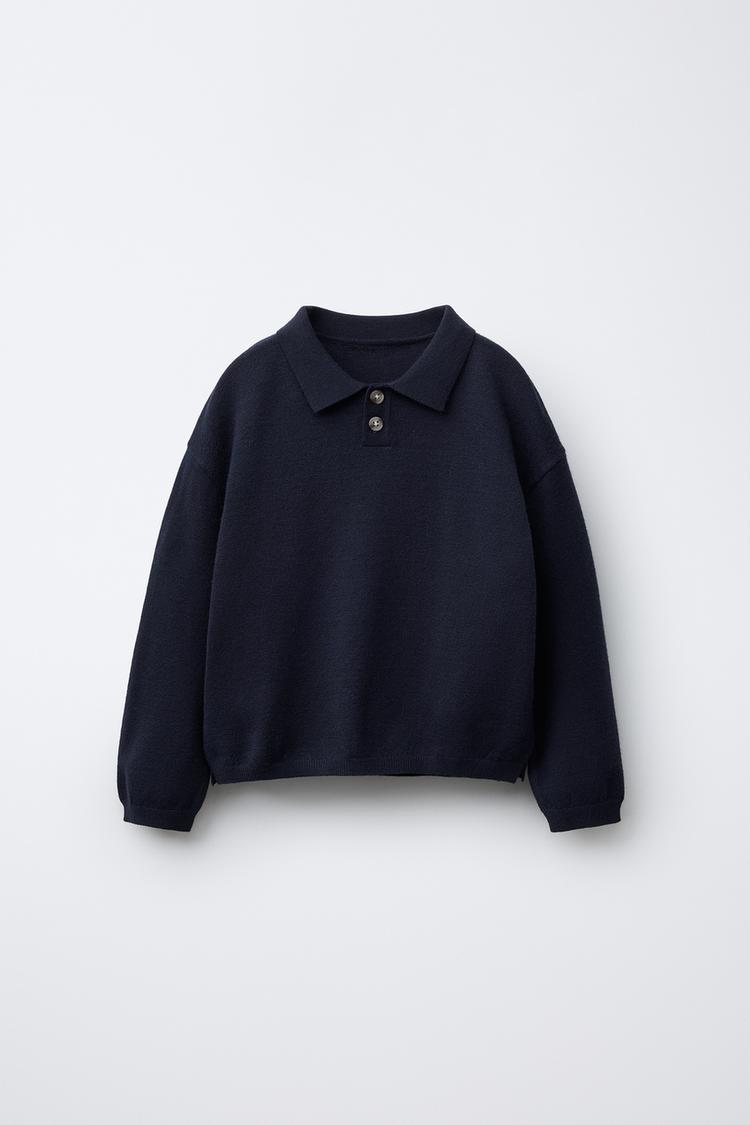 KNITTED POLO SWEATER navy ZARA India