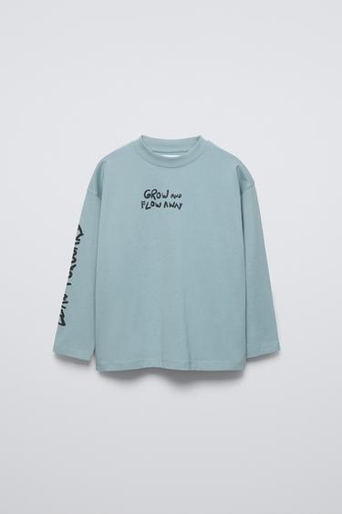 T-SHIRT MET PRINT - Lichtblauw van Zara - Afbeelding 0
