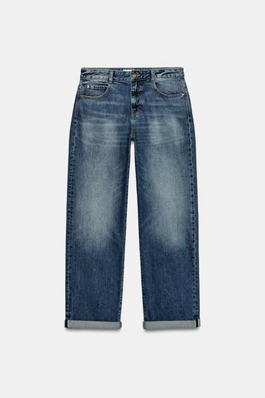 Zara Z1975 RELAXED FIT CUFFED HEM JEANS - Blue - Image 0