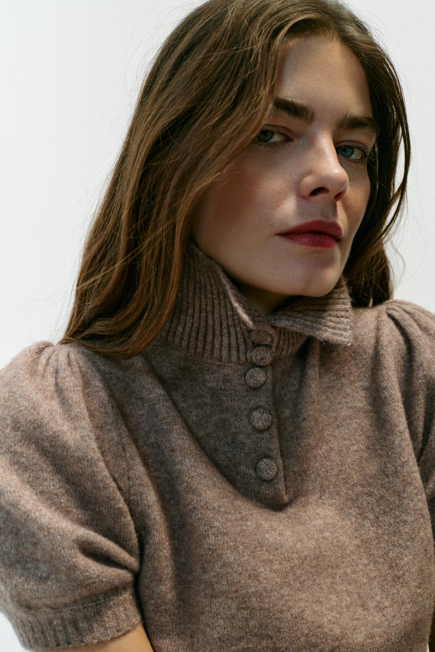 Женский свитер Zara Short Sleeve Knit, цвет: Серо-коричневый коричневый — фото 3