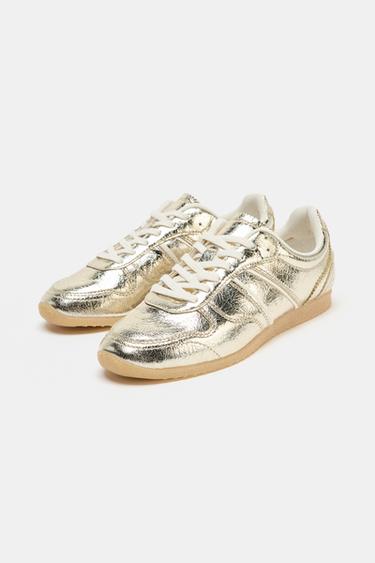 METALLIC-EFFECT TRAINERS - Gold by Zara - Image 5