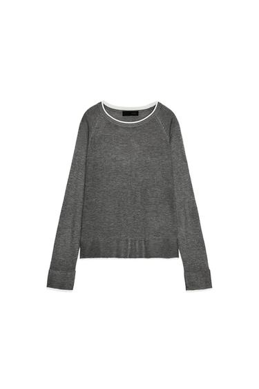 Zara DOUBLE-LAYER KNIT JUMPER - Gray marl