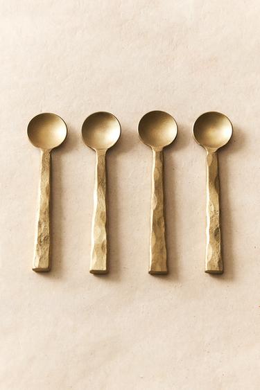 PACK OF HAMMERED DESSERT SPOONS (PACK OF 4) - Aged gold by Zara