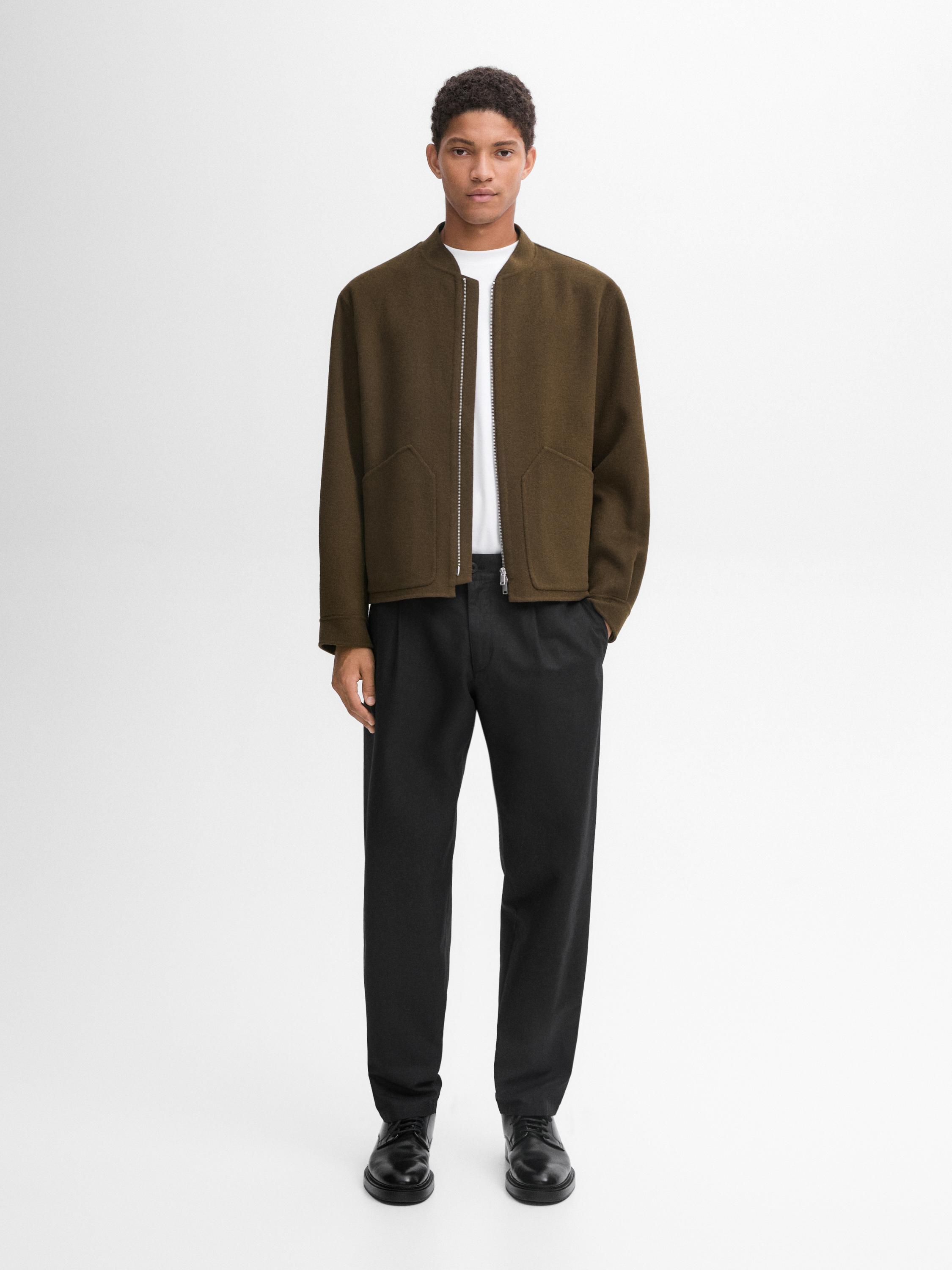 Wool blend bomber jacket Khaki ZARA Canada