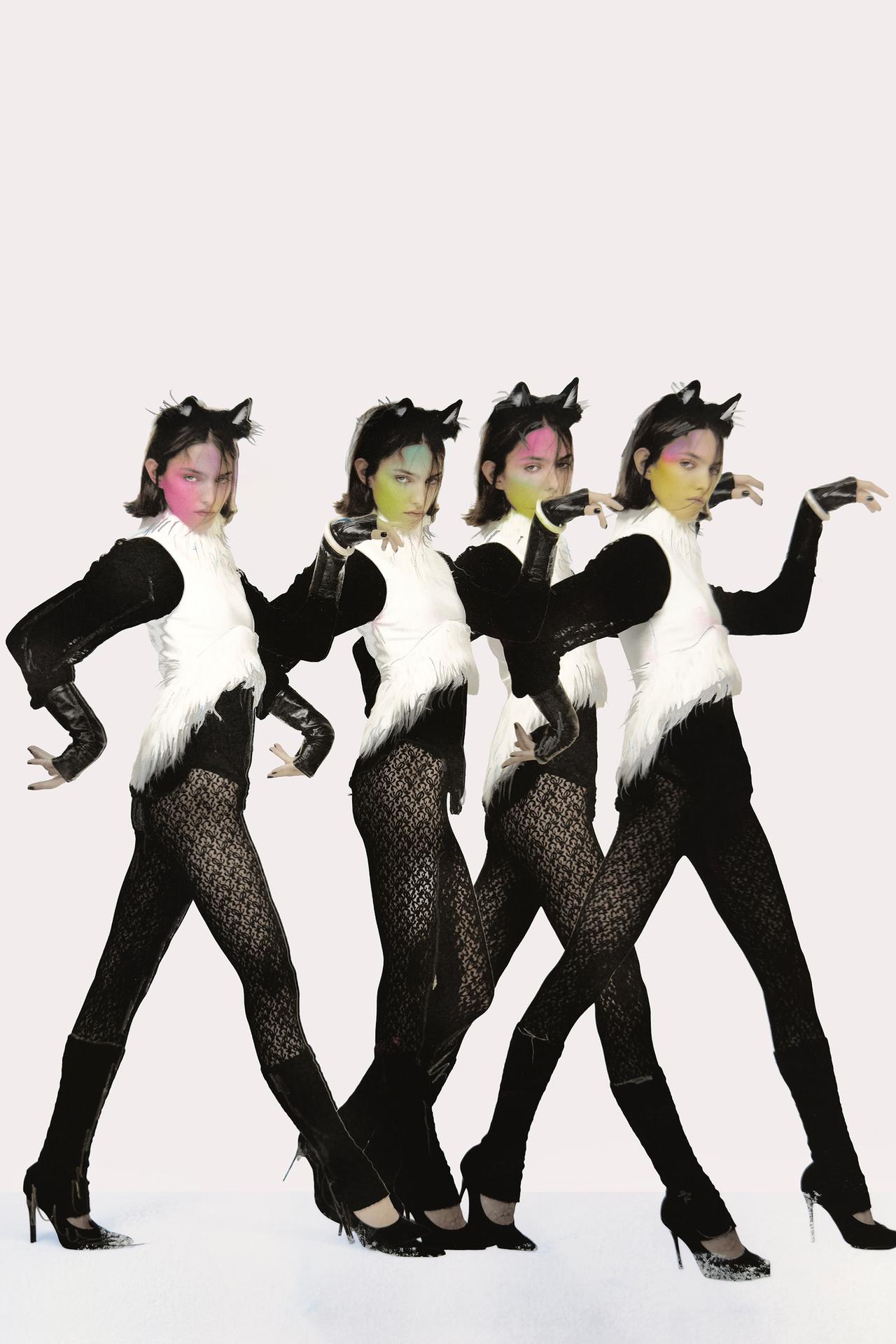 CATS FAUX FUR COMBINED TOP