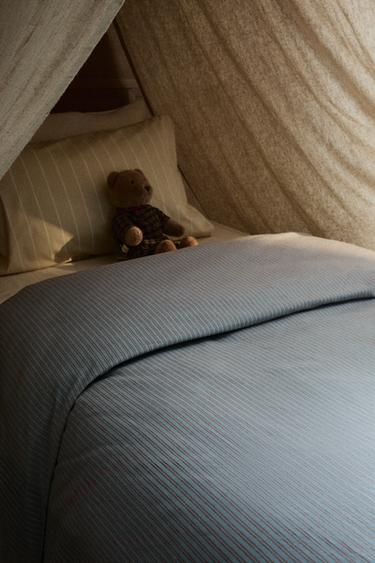 CHILDREN'S STRIPED FLANNEL DUVET COVER - Blue by Zara