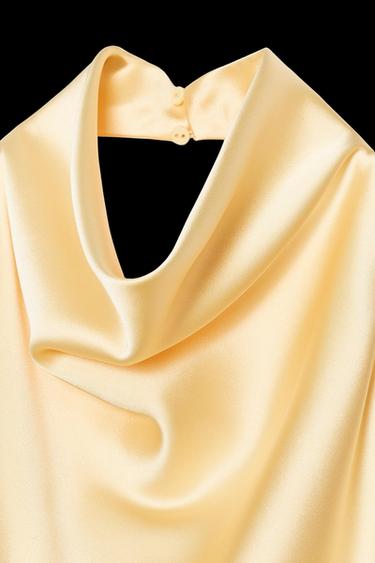 TOP HALTER SATINADO - Amarillo de Zara