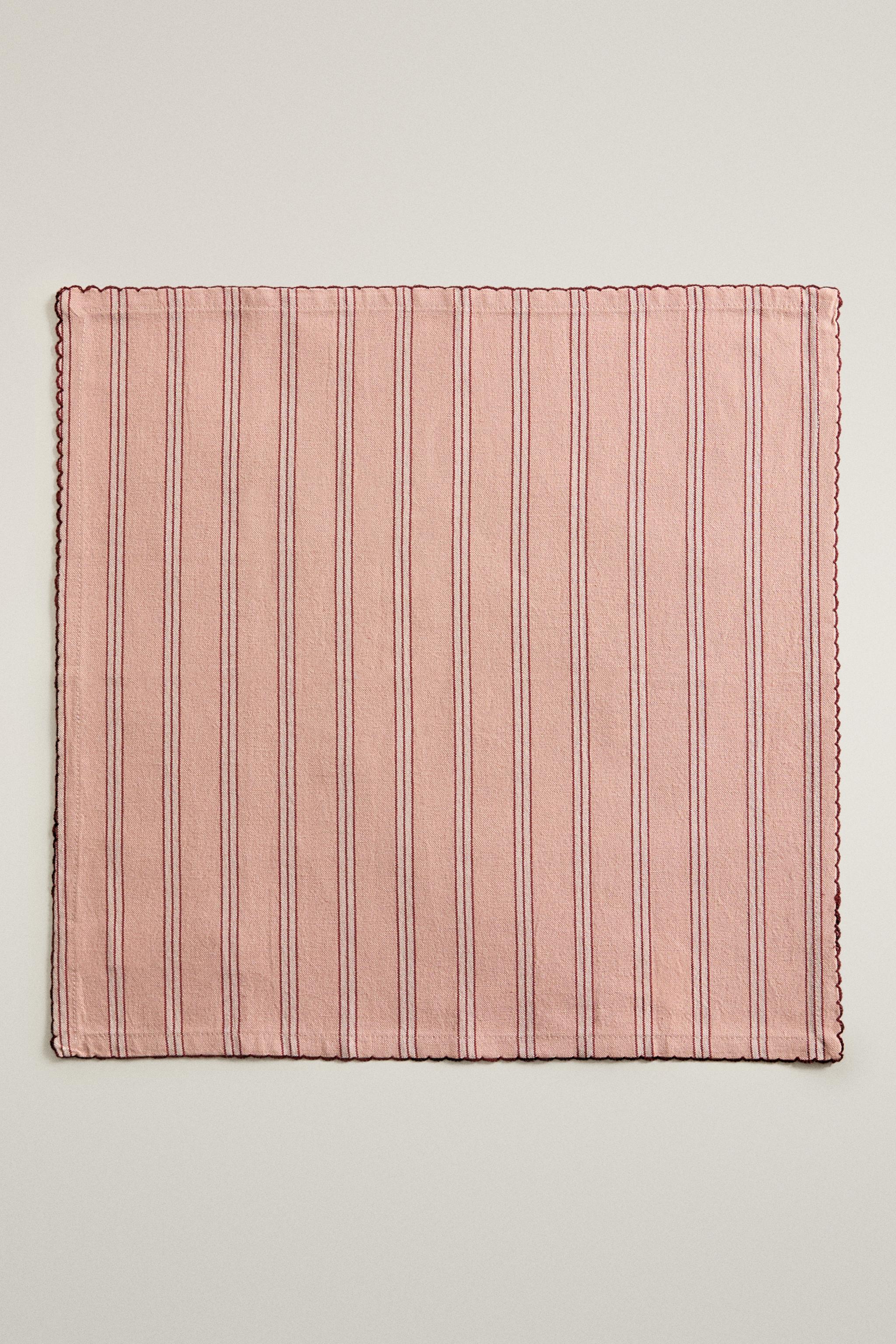 STRIPED COTTON NAPKINS WITH SCALLOPED EDGE (PACK OF 2)