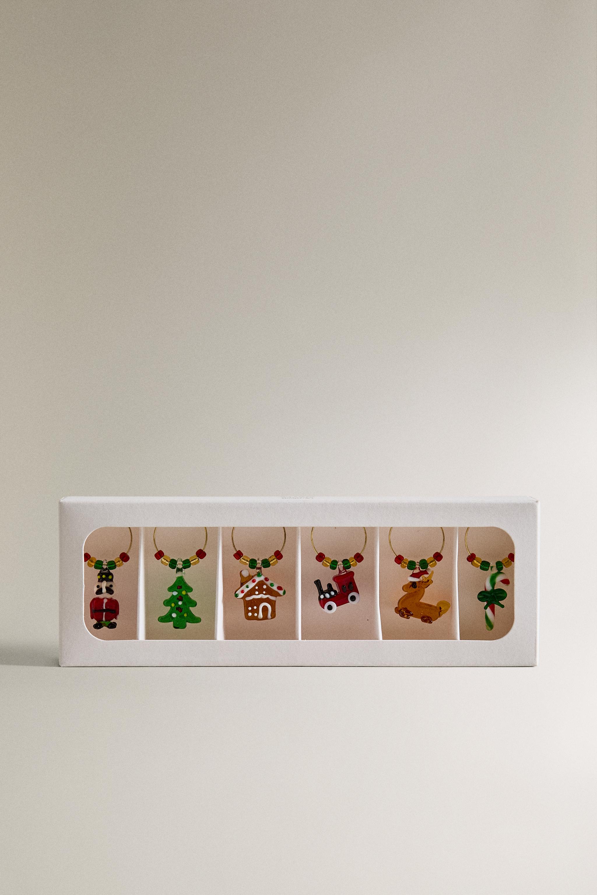 LOT DE MARQUE-VERRES EN VERRE CADEAUX DE NOËL (LOT DE 6)