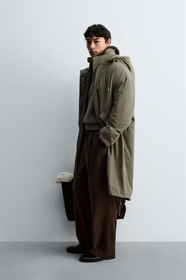 Zara 二合一可拆式派克外套 - 卡其色