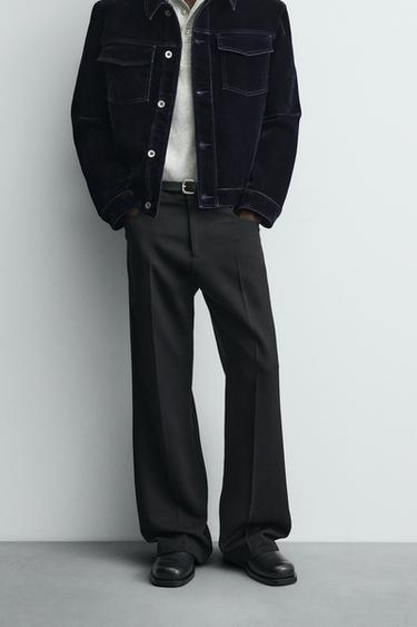 FLARE FIT TWILL TROUSERS - Black by Zara