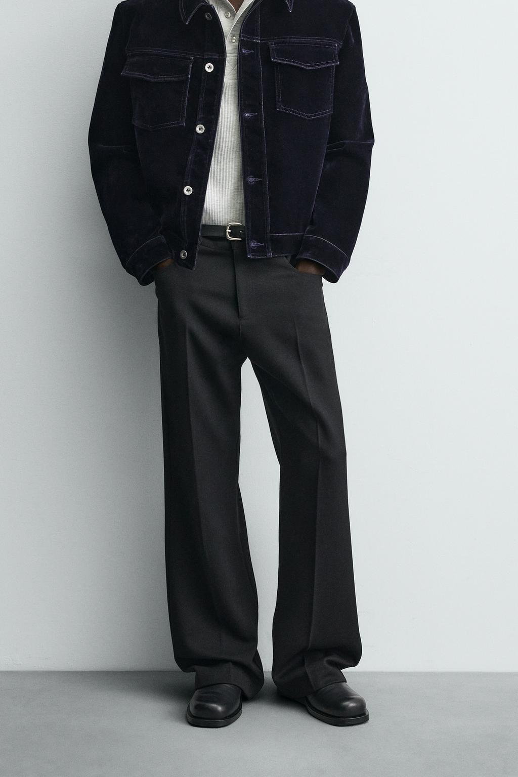 FLARE FIT TWILL TROUSERS