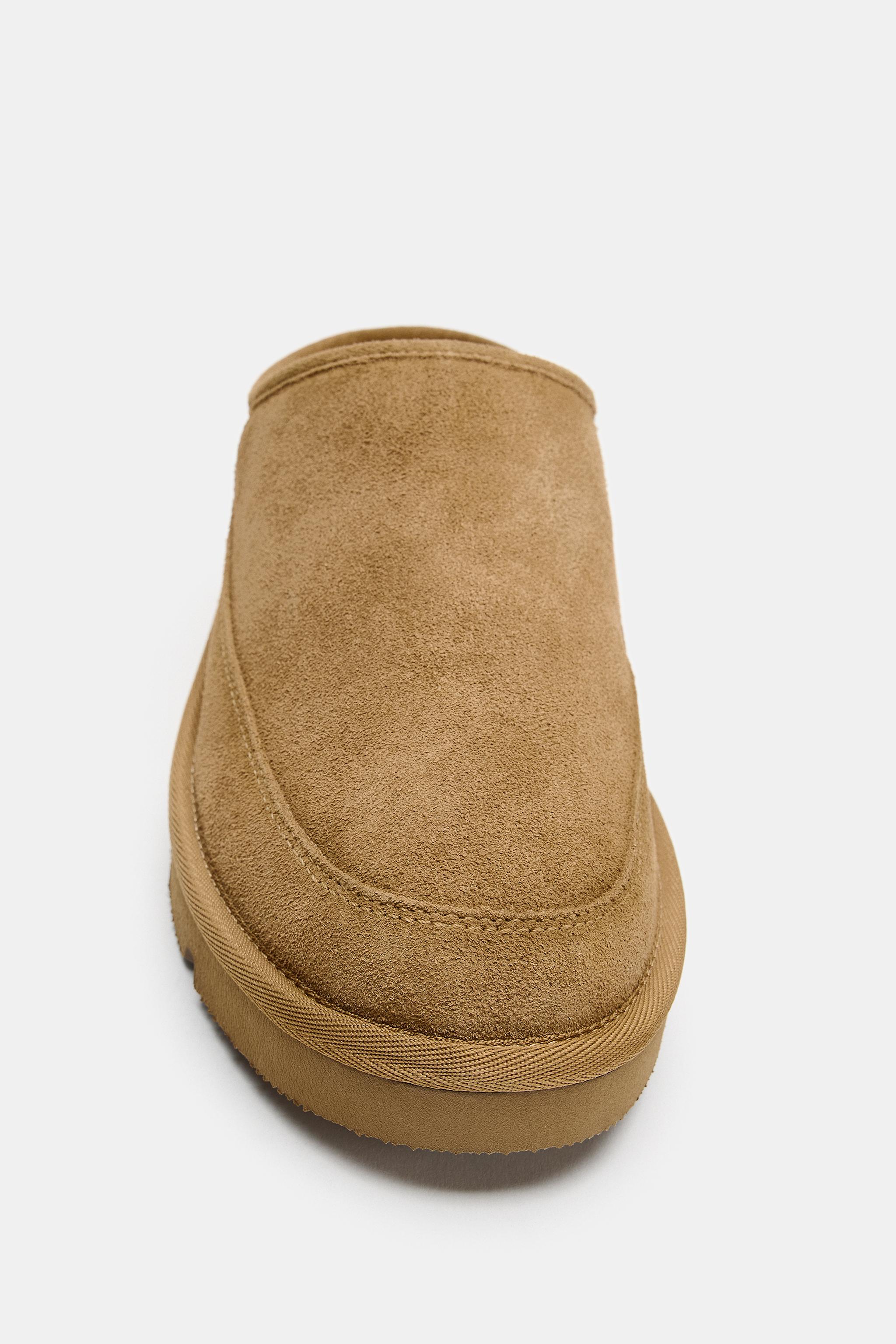 FAUX SHEARLING LEATHER MULES