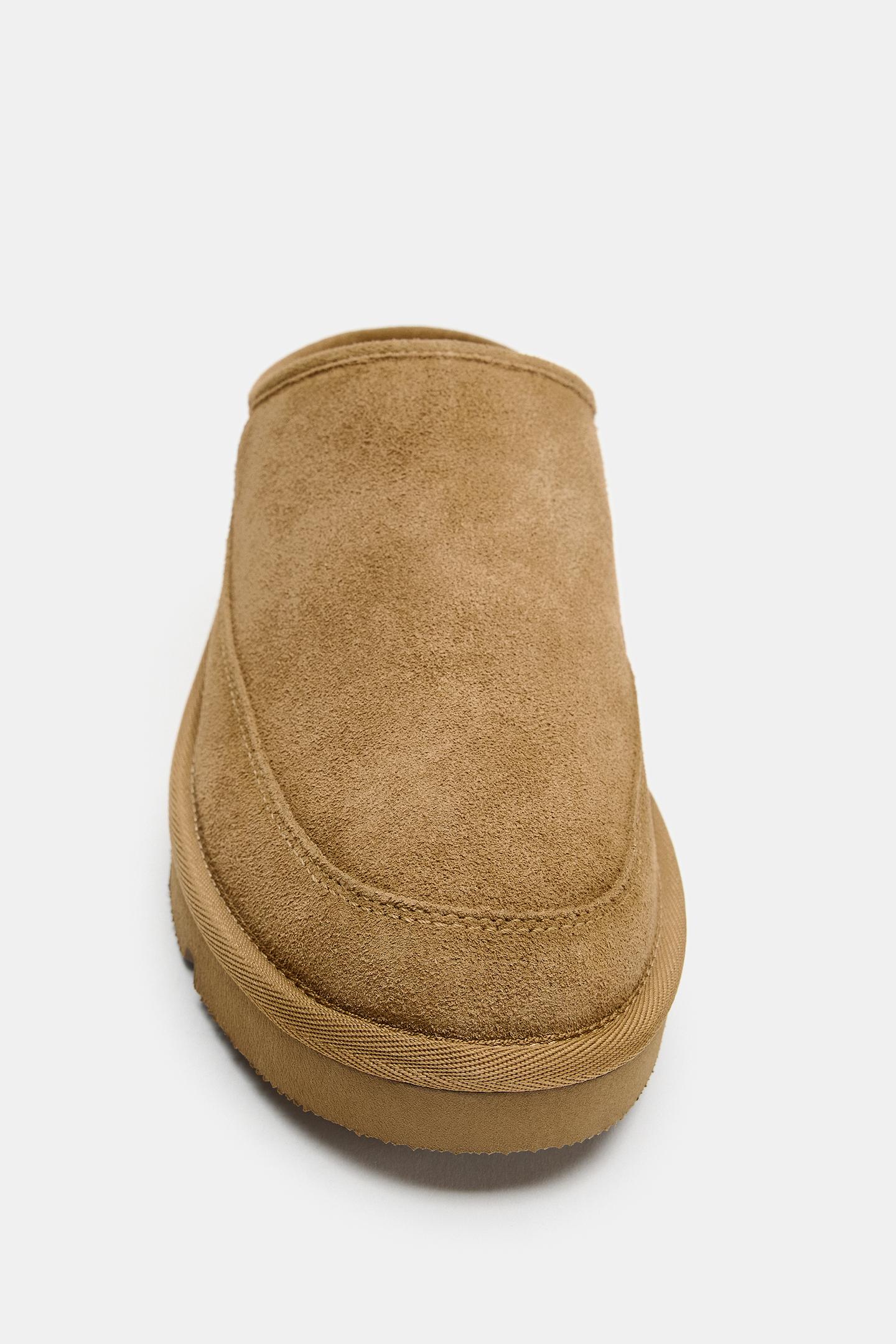 Женские сабо Zara Faux Shearling Leather, цвет: Коричневый — фото 5