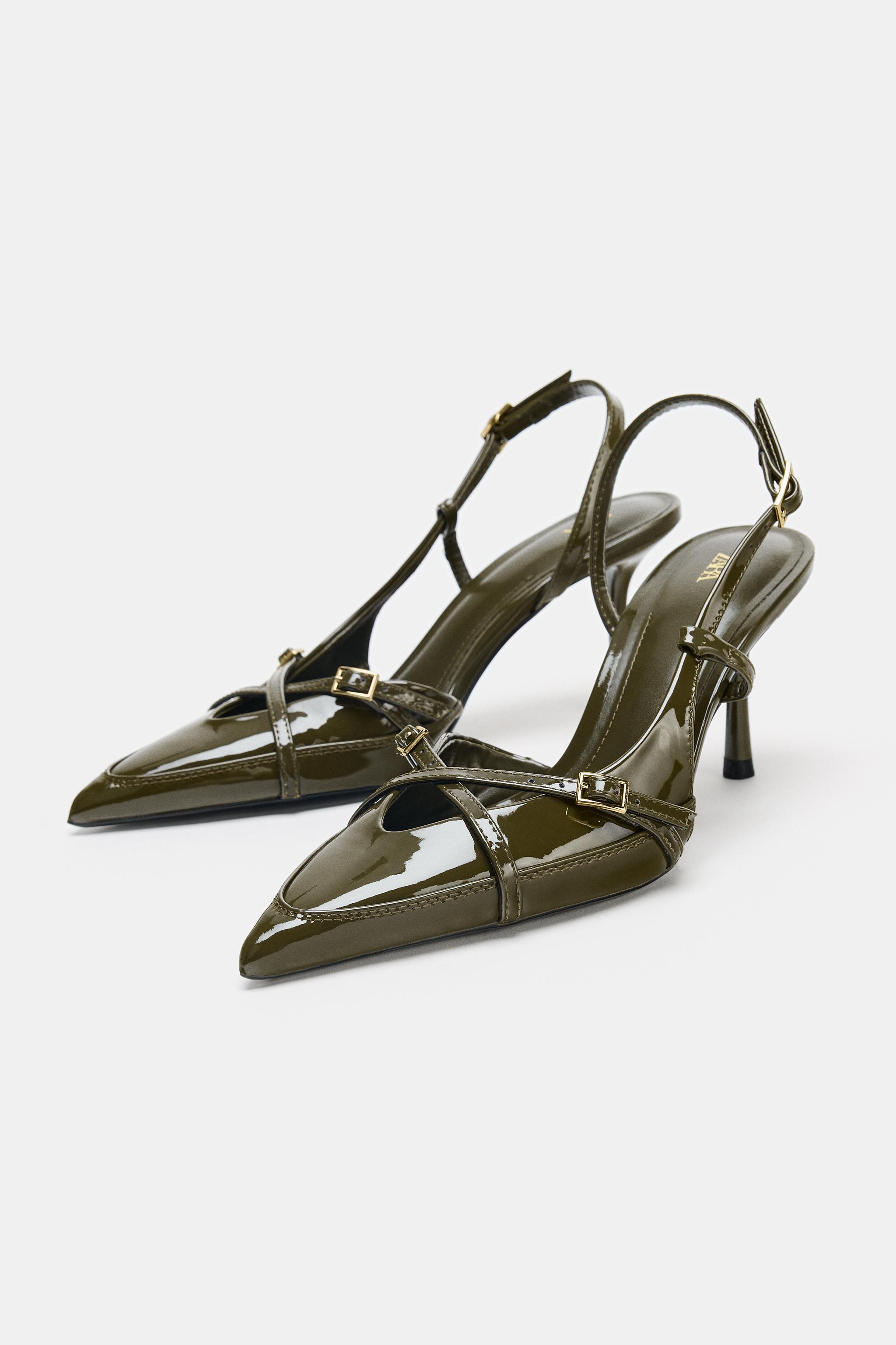バックルストラップ ハイヒールシューズ - ダークカーキ | ZARA
