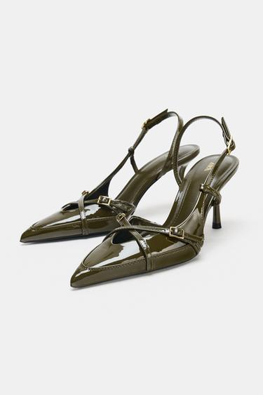 CHAUSSURES À TALONS AVEC BRIDES ET BOUCLES - Vert kaki foncé de Zara - Image 4