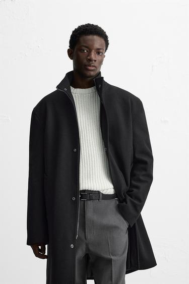 RELAXED FIT WOOL COAT - Black by Zara