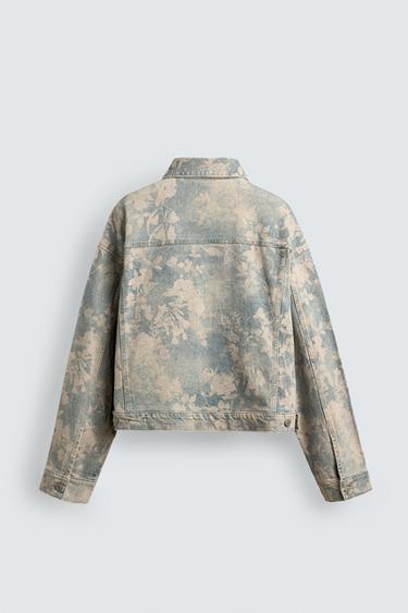 BLOUSON COURT EN DENIM À IMPRIMÉ FLORAL - Imprimée de Zara - Image 8