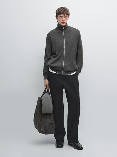 Zara Zip-up high neck cardigan - Mid-gray