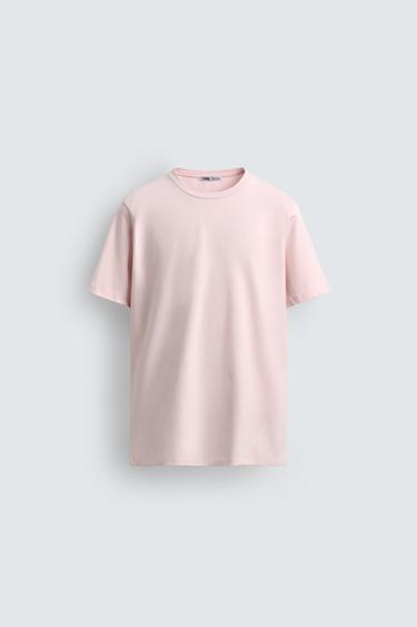 Zara BASIC SLIM FIT T-SHIRT - Pink