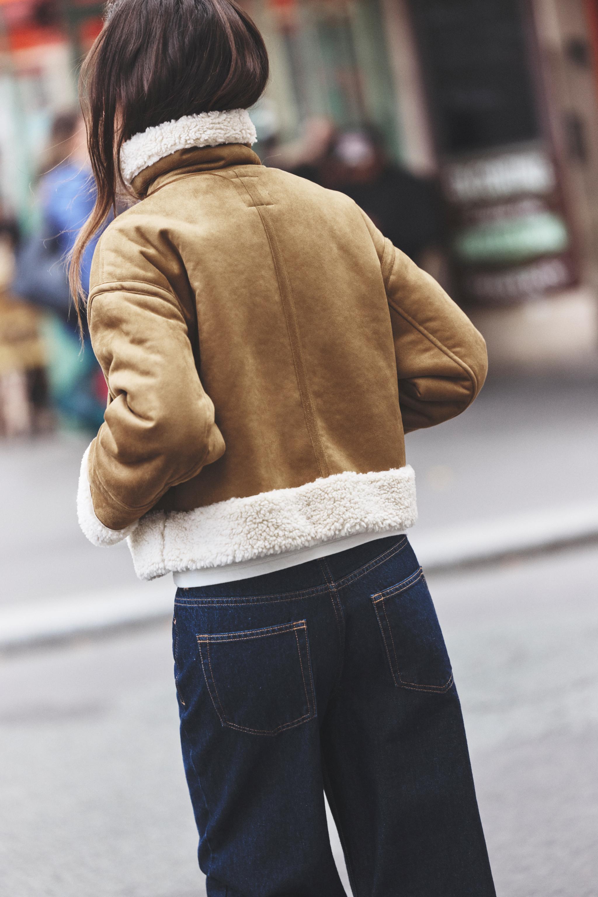 DOUBLE FACED JACKET WITH CENTRAL ZIP Brown ZARA Ireland