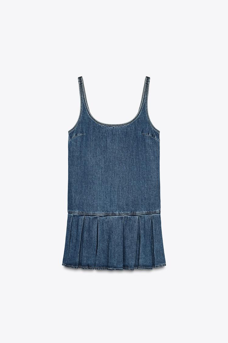 TRF DENIM BOX PLEAT DRESS - Navy blue by Zara - Image 3