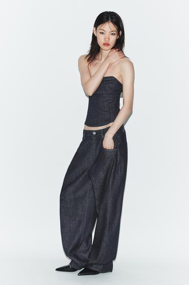JEANS TRF BARREL TIRO ALTO - Índigo oscuro de Zara - Imagen 0