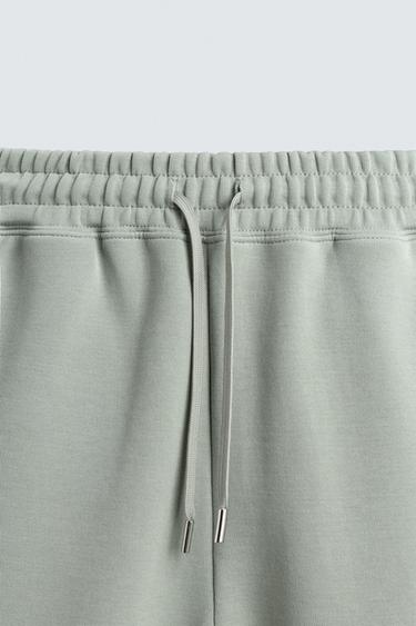 RELAXED FIT INTERLOCK JOGGER BERMUDA SHORTS - washed green by Zara - Image 7