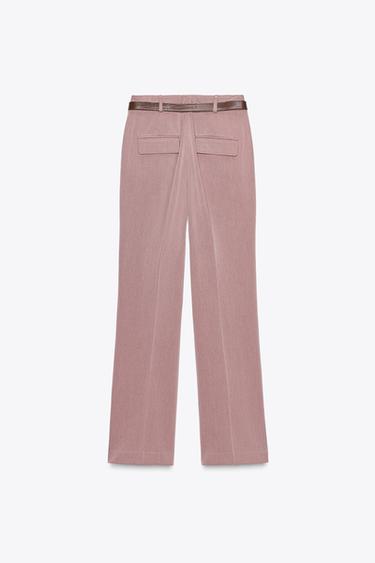 STRAIGHT-LEG TROUSERS WITH BELT - MARSALA by Zara - Image 5