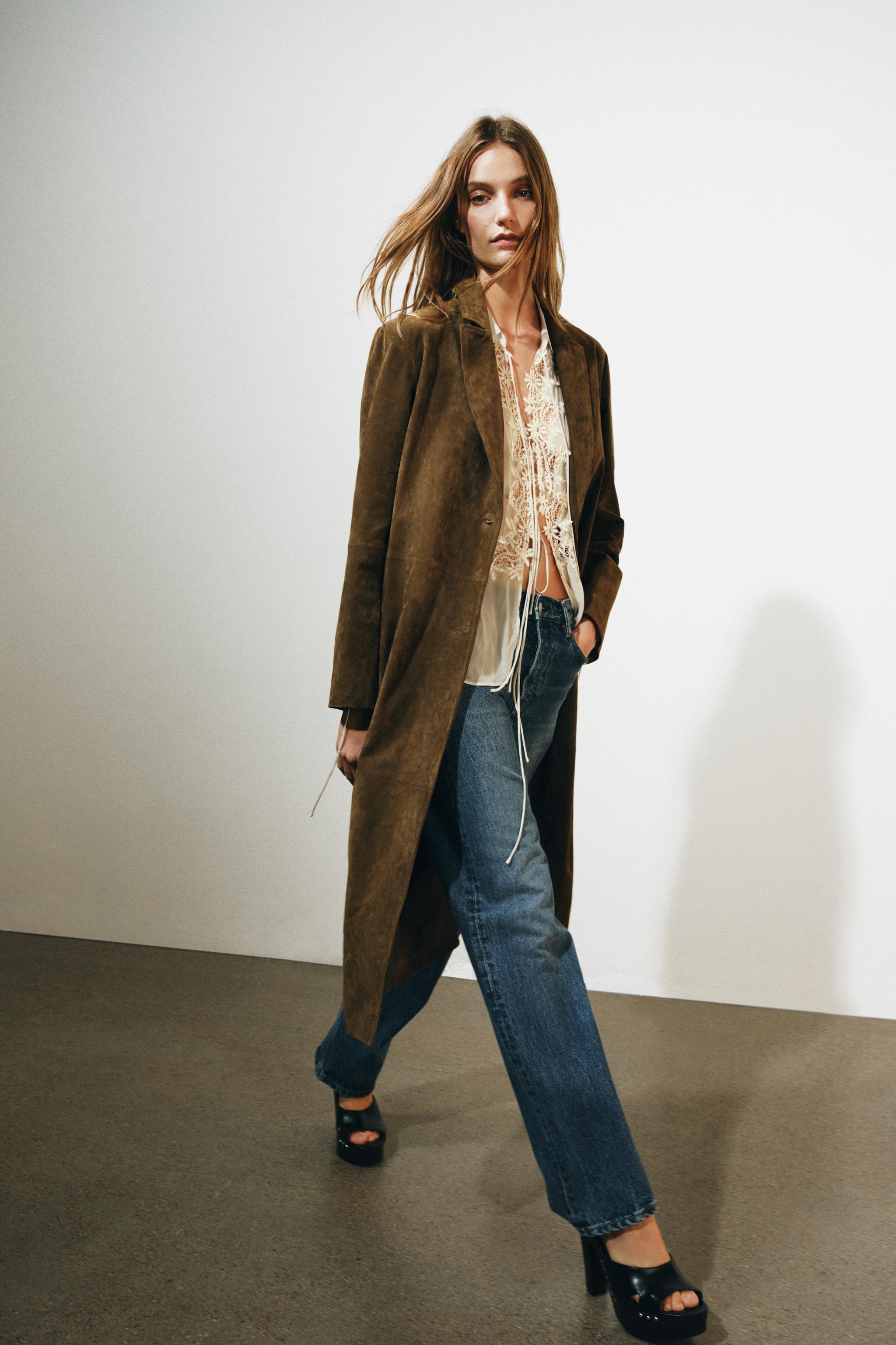 100% LEATHER LONG COAT ZW COLLECTION