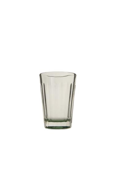 GLASS TUMBLER WITH RAISED DESIGN AND COLOURED BASE - Green by Zara