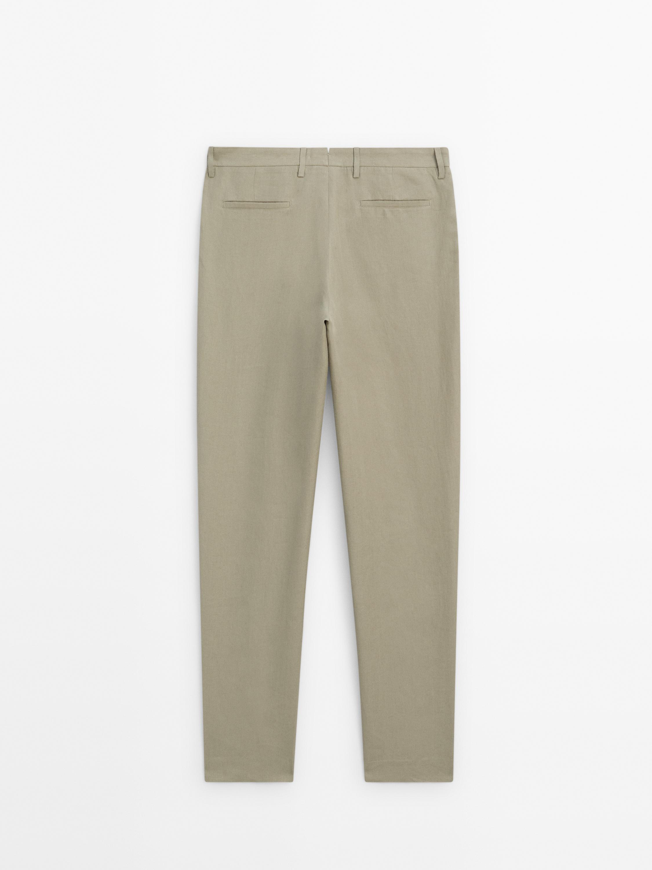Pantalon de costume en lin à taille élastique