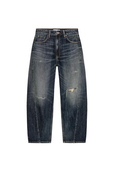TRF MID-WAIST BAGGY BALLOON JEANS - Blue by Zara