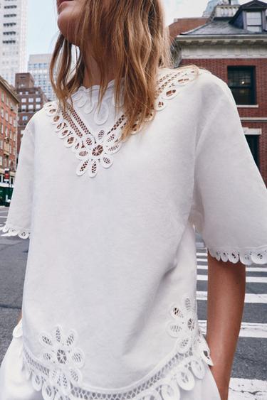 ZW COLLECTION EMBROIDERED LINEN BLEND SHIRT - White by Zara - Image 4
