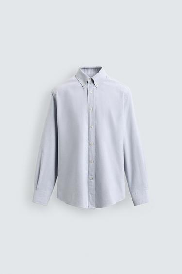 WASHED TEXTURED OXFORD SHIRT - Sky blue by Zara