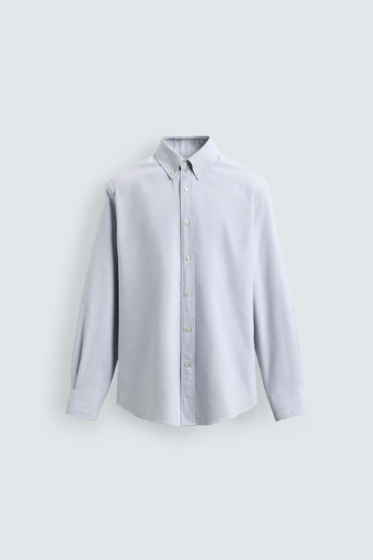 ZARA WASHED TEXTURED OXFORD SHIRT