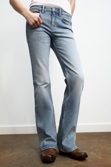 Zara TRF BOOTCUT LOW RISE JEANS - Light blue