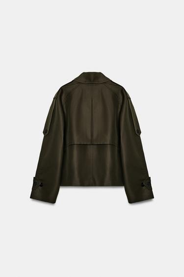 TRENCH CORTO WATER REPELLENT ZW COLLECTION - Khaki oscuro de Zara
