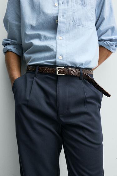 COMFORT STRAIGHT-LEG TROUSERS - Navy blue by Zara - Image 4