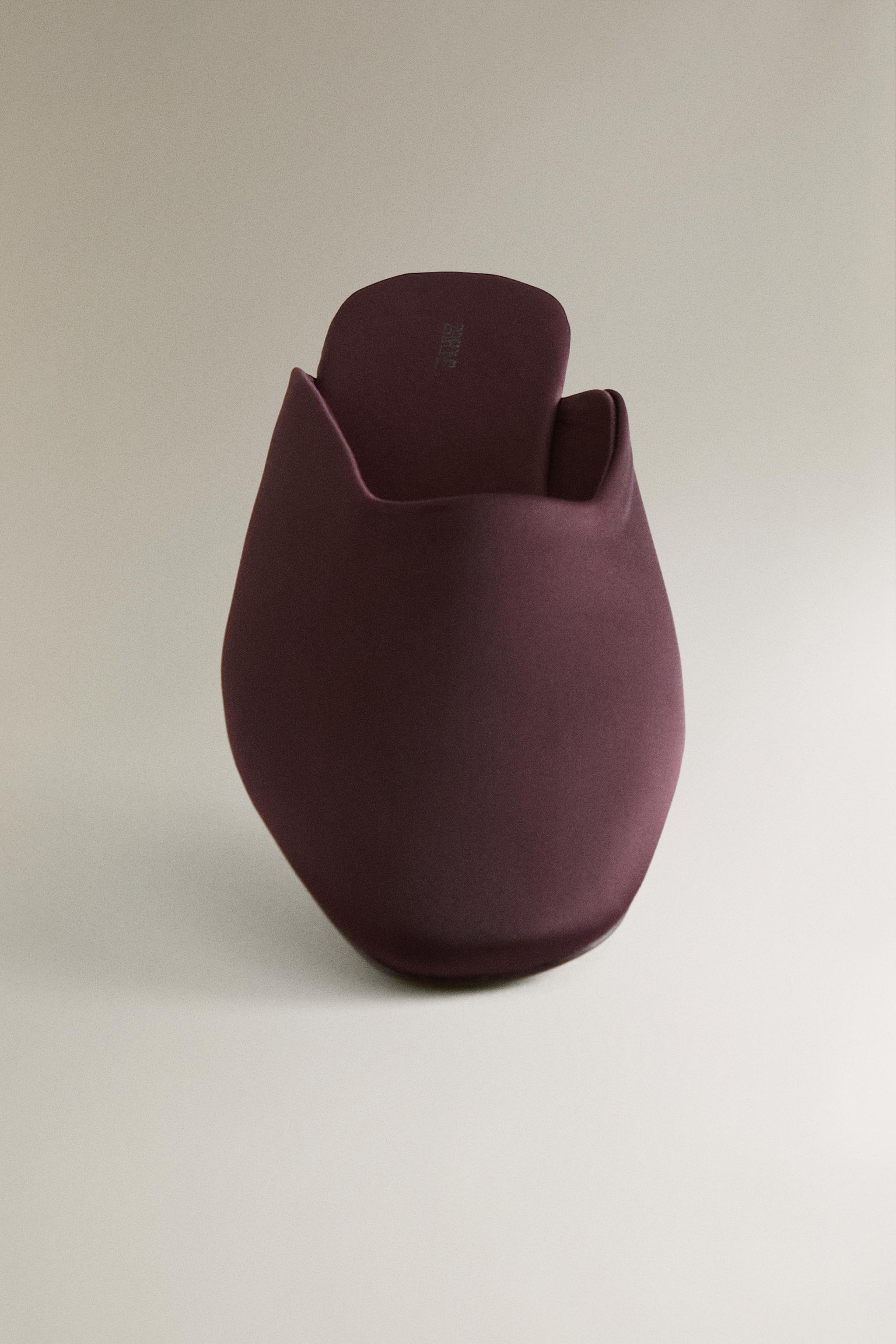 SATEEN MULES — Burgundy Red