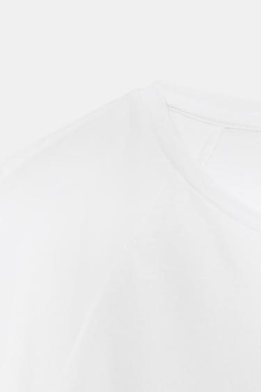 T-SHIRT EN MATIÈRES VARIÉES À MANCHES BOUFFANTES - Blanc de Zara - Image 6