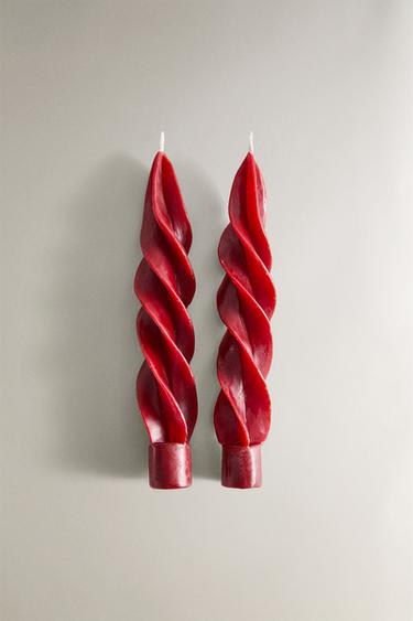 PACK OF SPIRAL CHRISTMAS CANDLES (PACK OF 2) - Red by Zara - Image 0