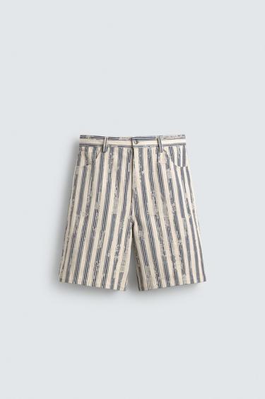 TEXTURED RELAXED FIT BERMUDA SHORTS - Oyster-white by Zara - Image 0