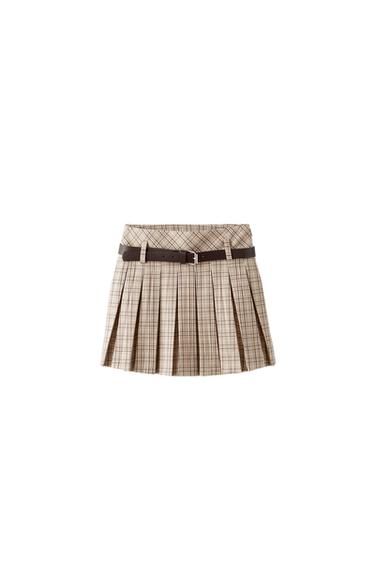 CHECK BOX PLEAT SKIRT
