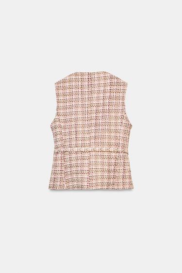 STRUCTURED WAISTCOAT WITH METAL BUTTONS - Ecru by Zara