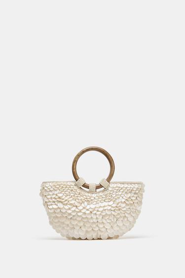 MOTHER-OF-PEARL EFFECT APPLIQUÉ BAG - Pearl grey by Zara
