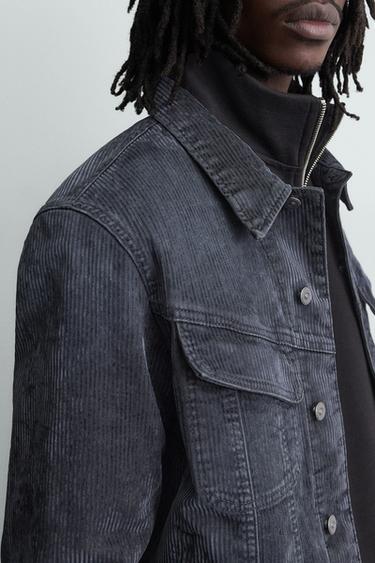 VESTE COURTE EN VELOURS CÔTELÉ - Bleu de Zara - Image 5