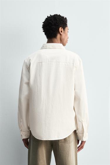 DENIM OVERSHIRT - Oyster-white by Zara - Image 2